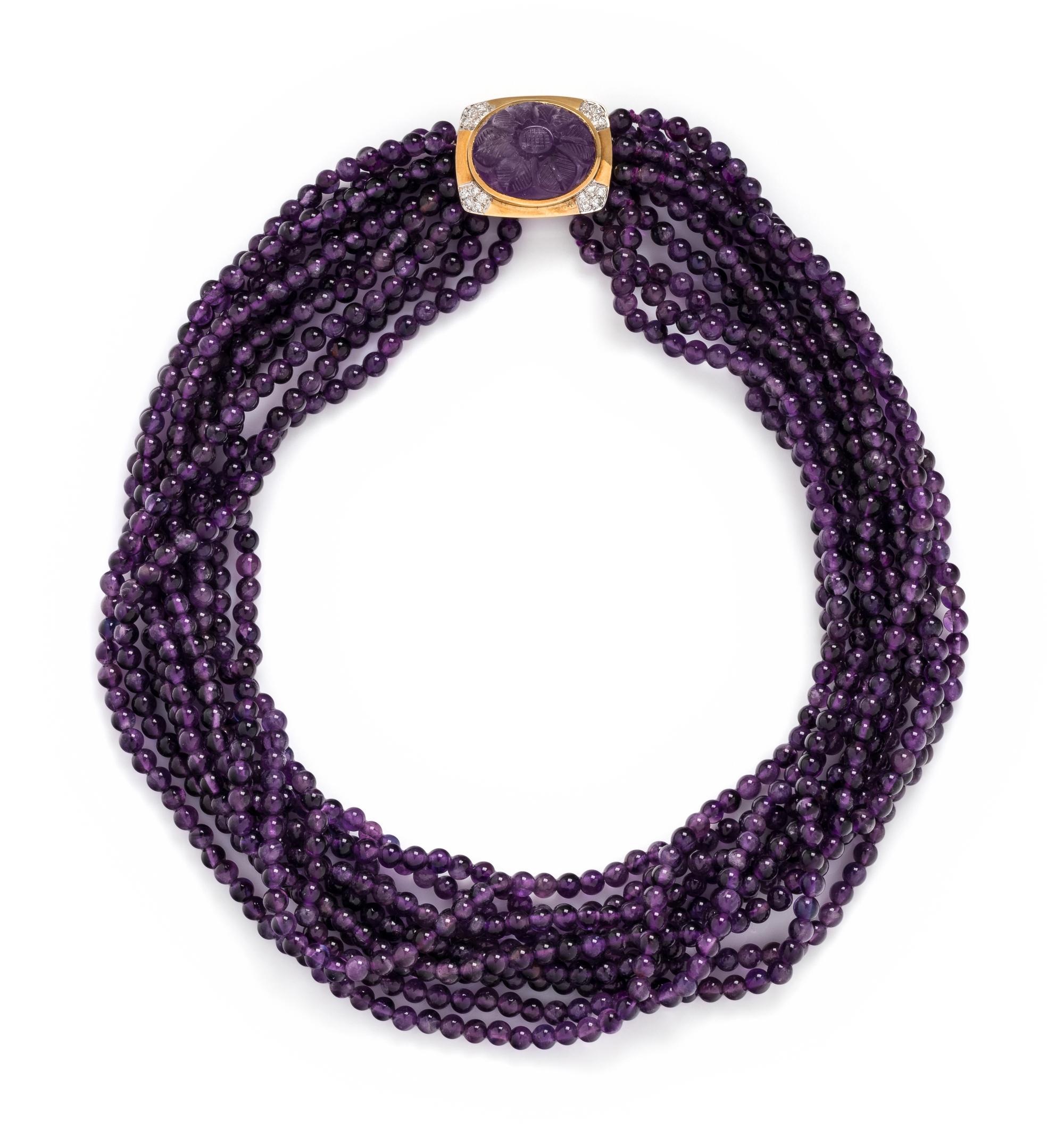 AMETHYST AND DIAMOND TORSADE NECKLACE