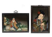Two Chinese Reverse Glass Paintings