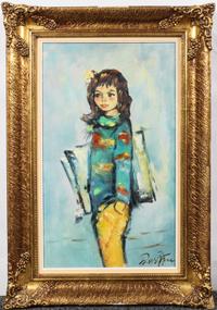 Artist Unknown, (20th century), Girl Holding Canvases