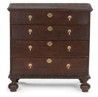 William and Mary brown-stained pine chest of drawers new england, first half 18th century