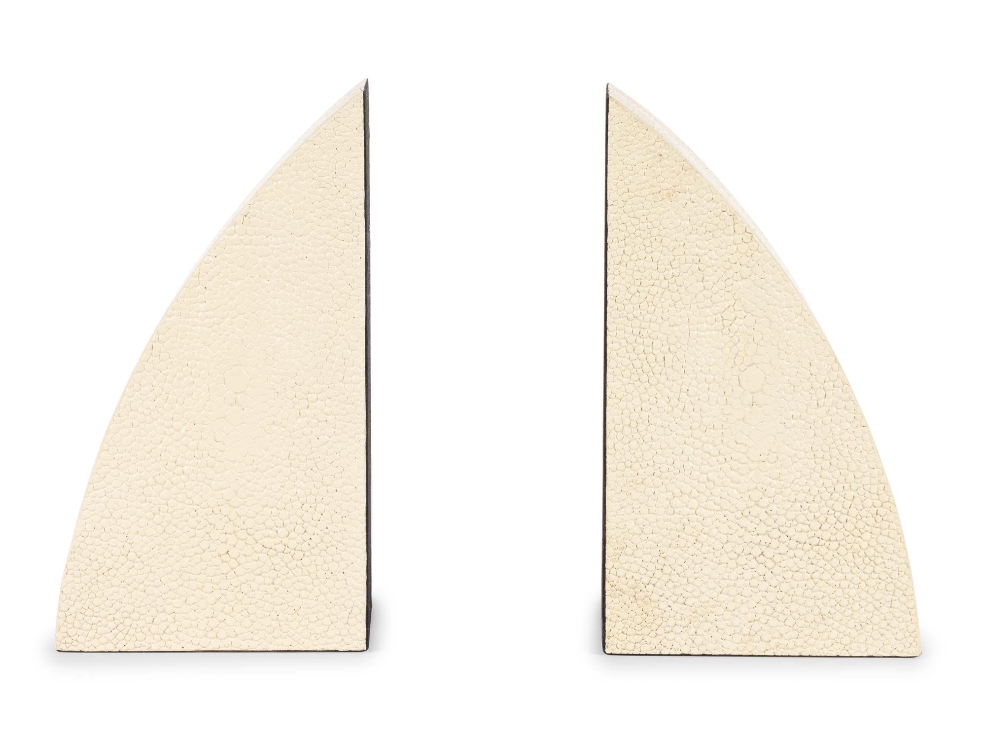 Four Pairs of Faux Shagreen Bookends