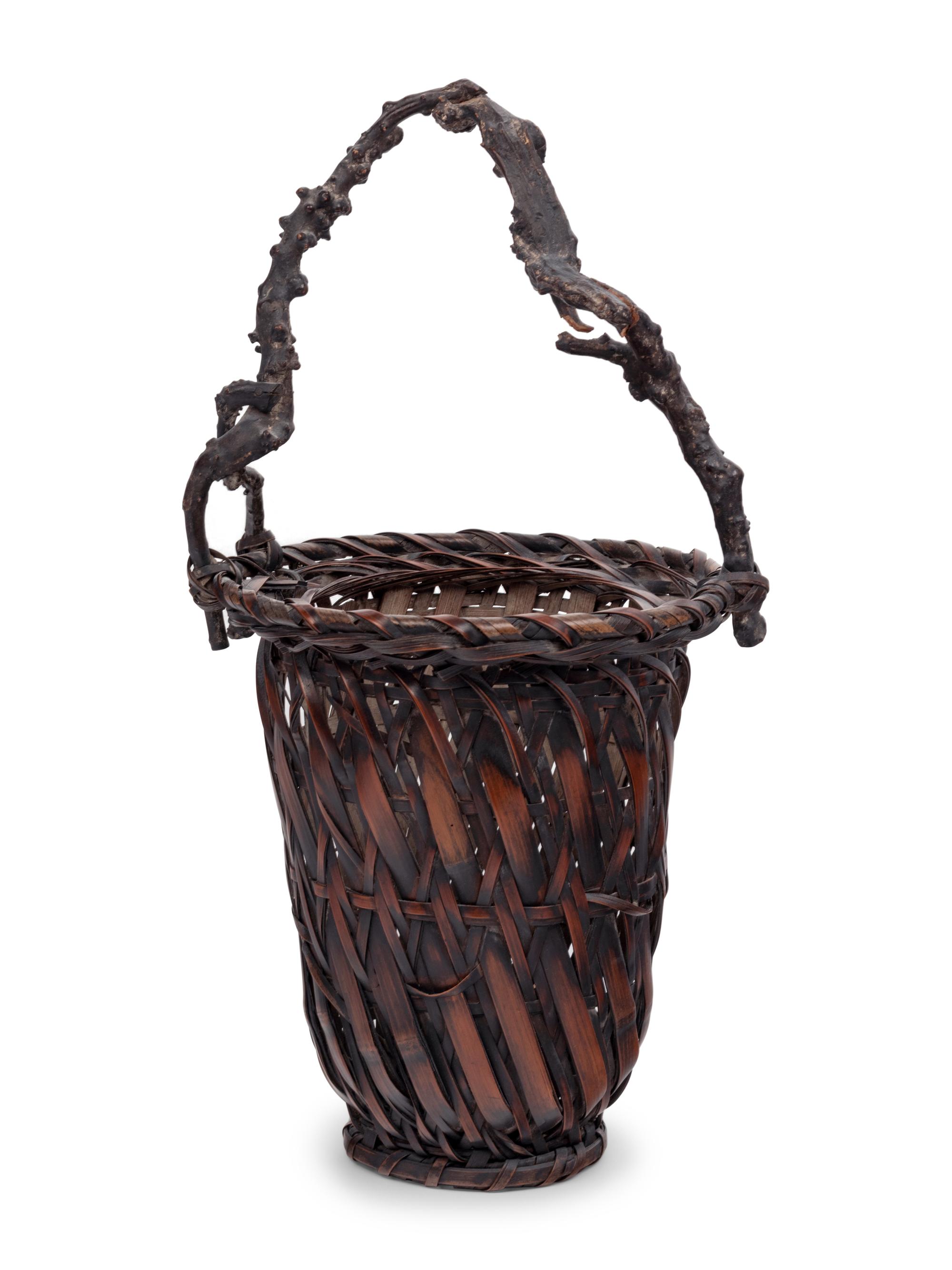 A Large Japanese Ikebana Bamboo Flower Arranging Basket