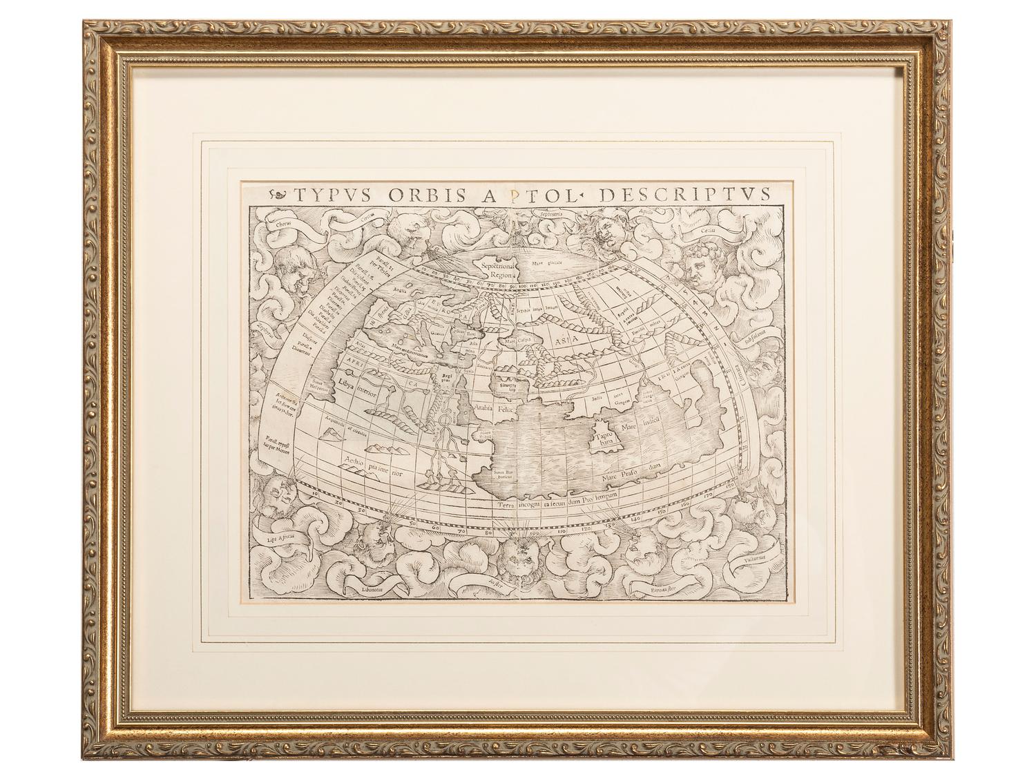 MÜNSTER, Sebastian (1488-1552). Typus Orbis A Ptol. Descriptus . Basle, ca 1542 or later.