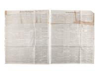 [LINCOLN, Abraham (1809-1865)]. Silk ribbon mourning the loss of Lincoln. [ With: ] Newspapers containing coverage of Lincoln's presidency.