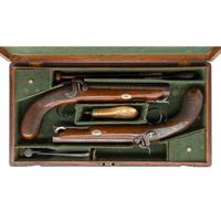 Cased Pair of Carbine Bore Percussion Pistols by Rigby