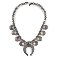 Navajo Mercury Dime and Liberty Silver Dollar Squash Blossom Necklace