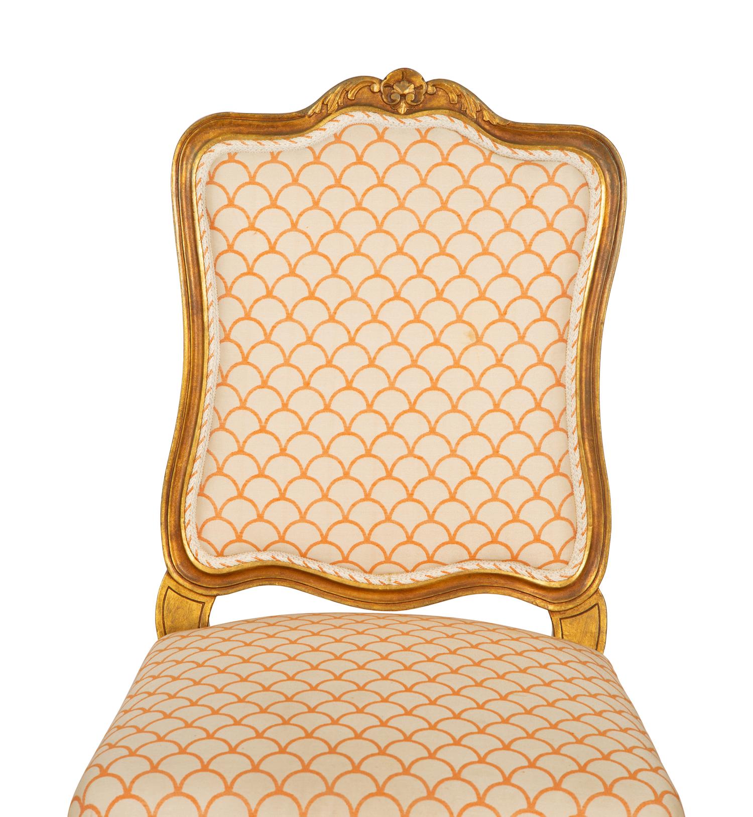 A Pair of Louis XV Style Carved Giltwood Side Chairs