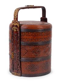 An Asian Style Bamboo Tiered Picnic Basket — MAITLAND SMITH, 20TH CENTURY