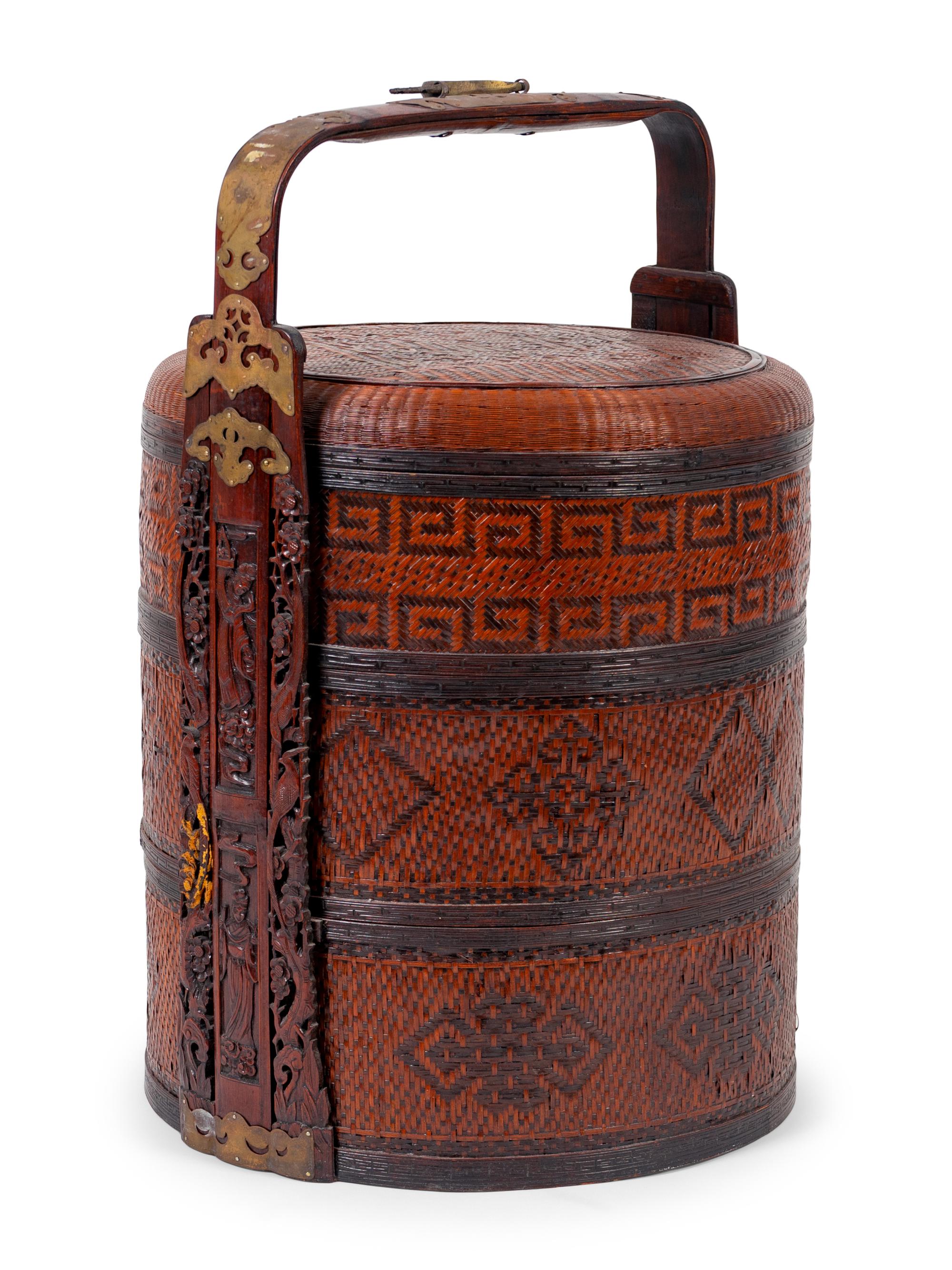 An Asian Style Bamboo Tiered Picnic Basket — MAITLAND SMITH, 20TH CENTURY