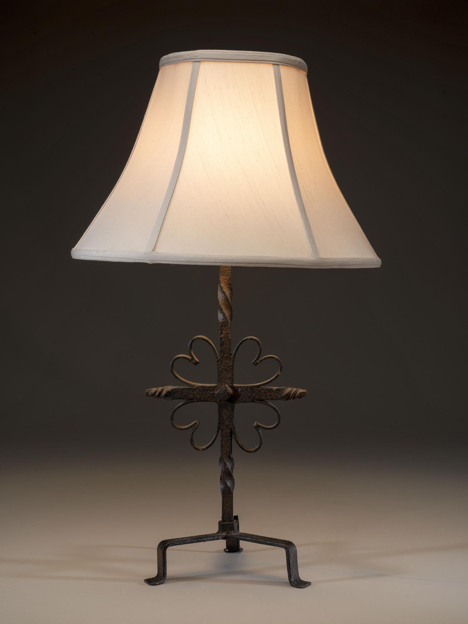 A Folk Art Wrought Iron Table Lamp