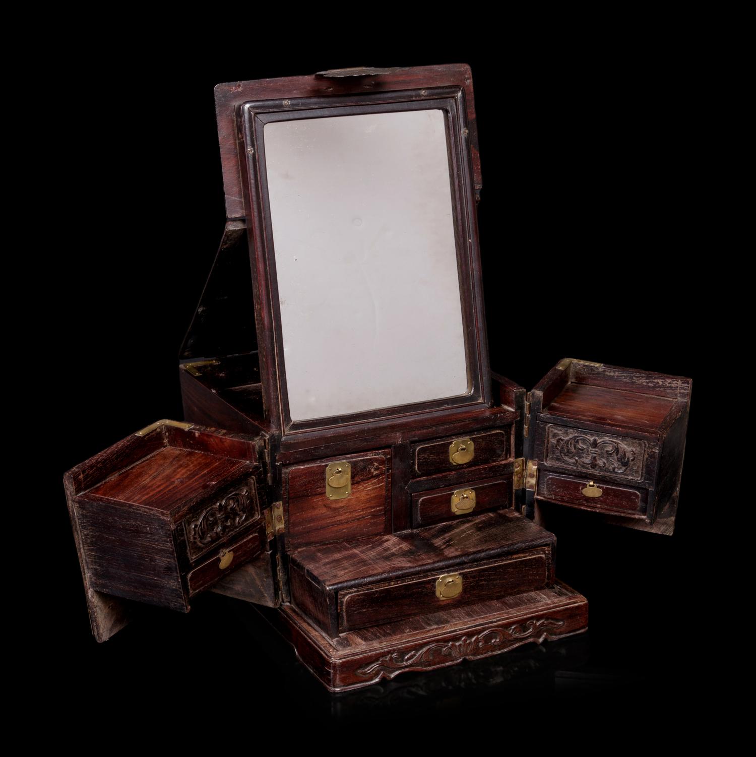 A Chinese Lacquered Wood Mirror Stand