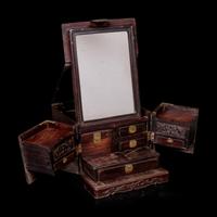 A Chinese Lacquered Wood Mirror Stand