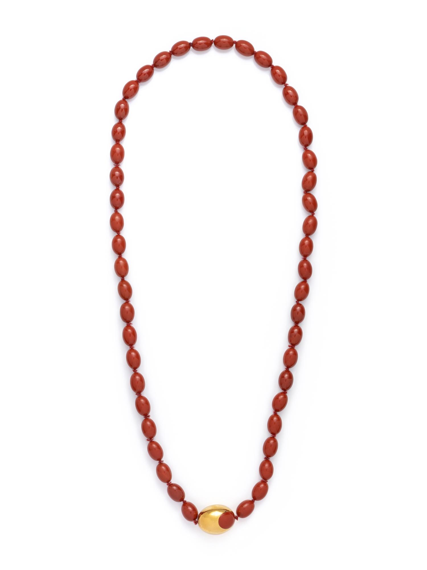 TIFFANY & CO., ANGELA CUMMINGS, YELLOW GOLD AND JASPER BEAD NECKLACE