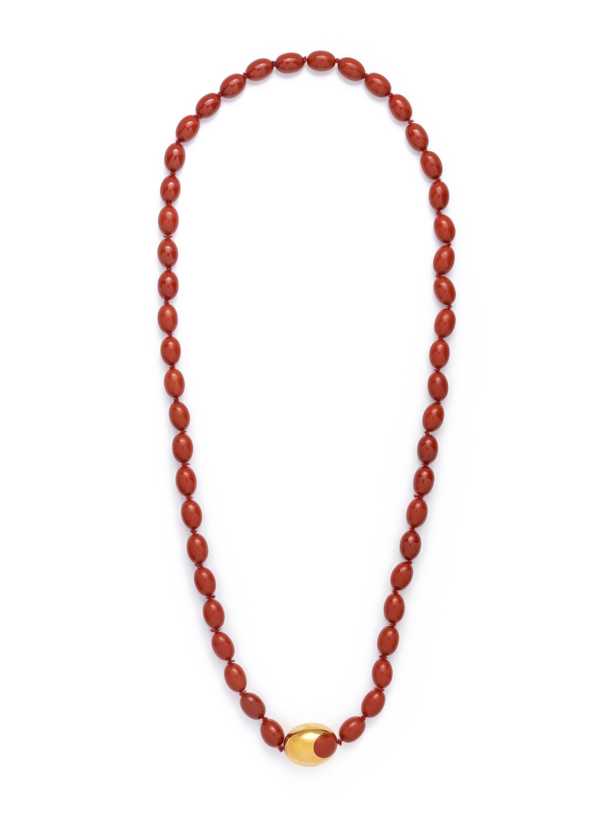 TIFFANY & CO., ANGELA CUMMINGS, YELLOW GOLD AND JASPER BEAD NECKLACE