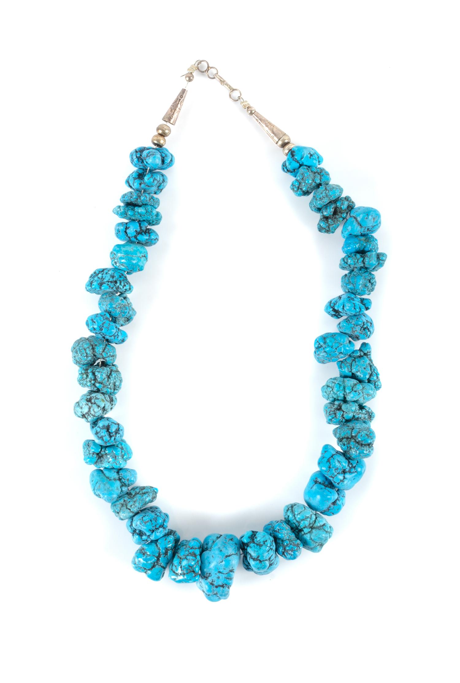 Southwestern Turquoise Nugget Choker Necklace Length 15 inches