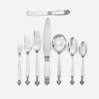 Johan Rohde (Danish, 1856-1935) "Acanthus" Eight-Piece Dinner and Luncheon Service for Twelve, Georg Jensen, Denmark, Designed 1917, the Present Lot post-1945