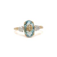 AQUAMARINE AND DIAMOND RING
