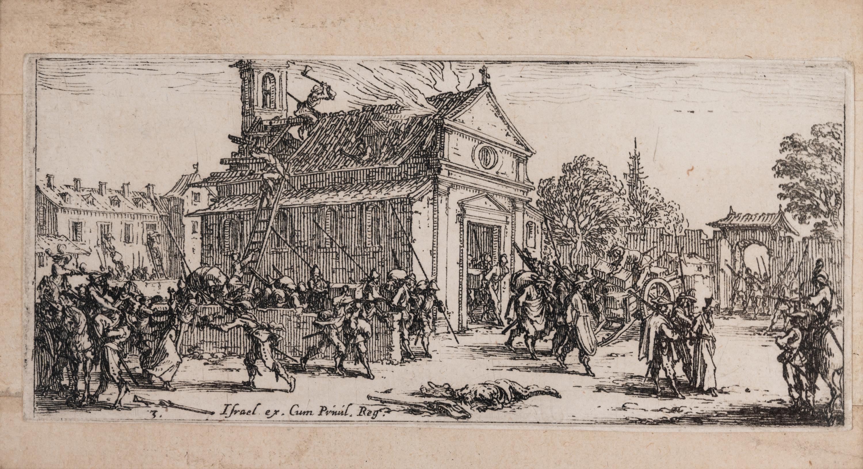 A pair of etchings (one from Les Petites Misères de la Guerre, the other from Gobbi)
