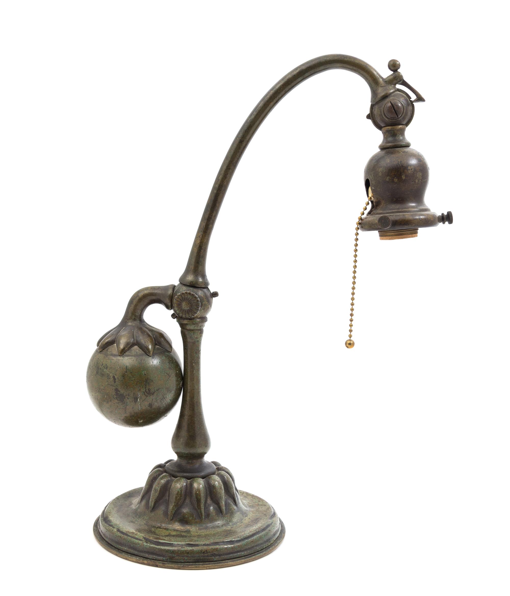 A Tiffany Studios Bronze Counter Balance Lamp Base Height 15 3/4 inches.