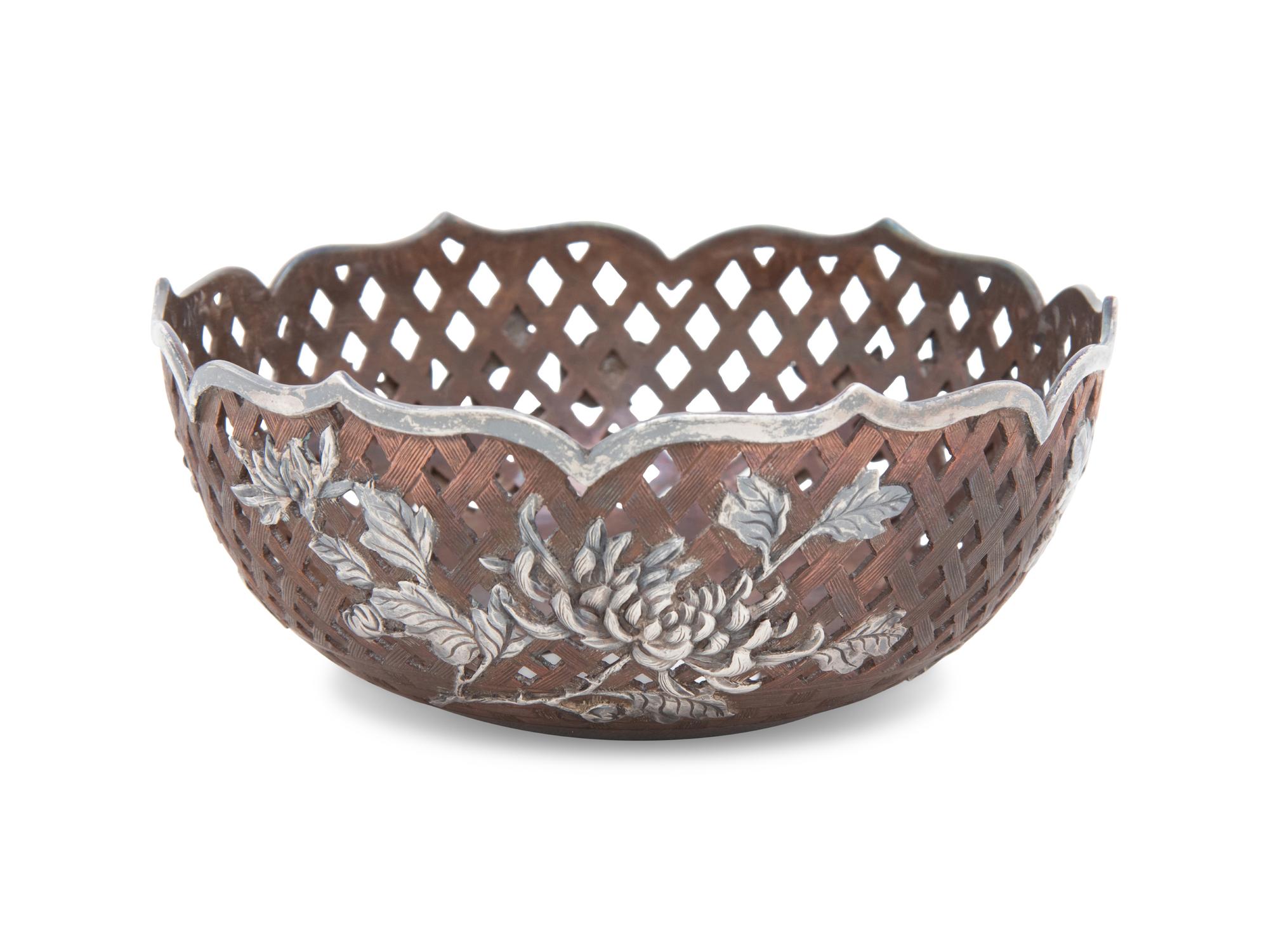 A Set of Six Chinese Export Copper and Silver Baskets
