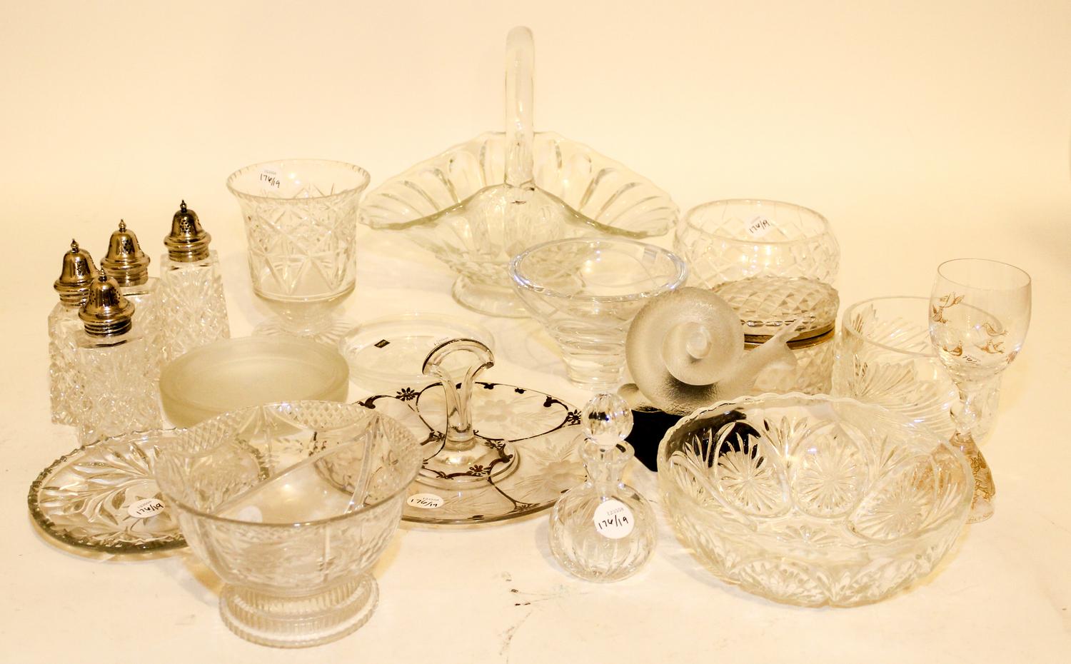A Collection of Nineteen Cut Glass and Molded Glass Articles. Height of tallest 10 1/2 inches.