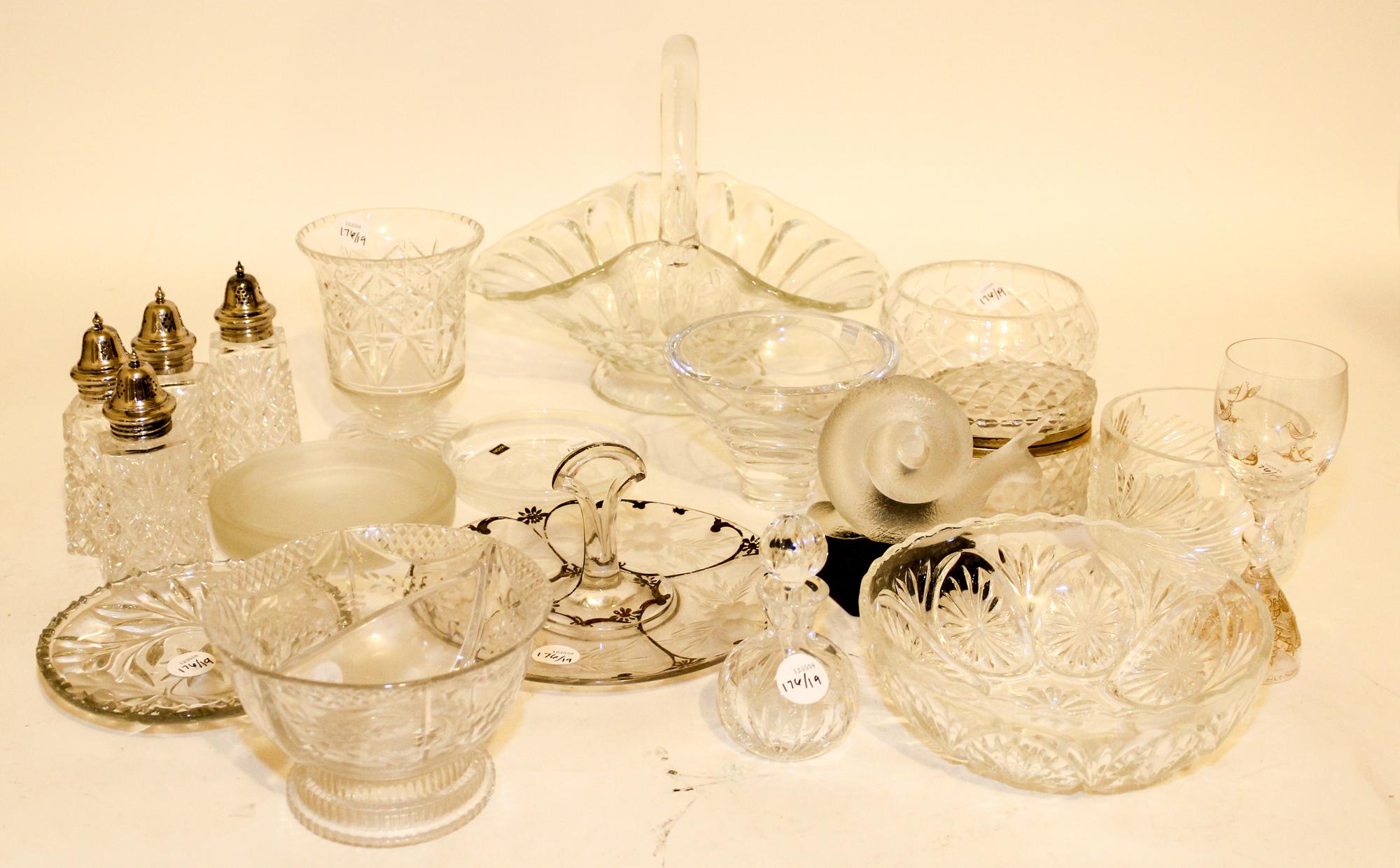 A Collection of Nineteen Cut Glass and Molded Glass Articles. Height of tallest 10 1/2 inches.