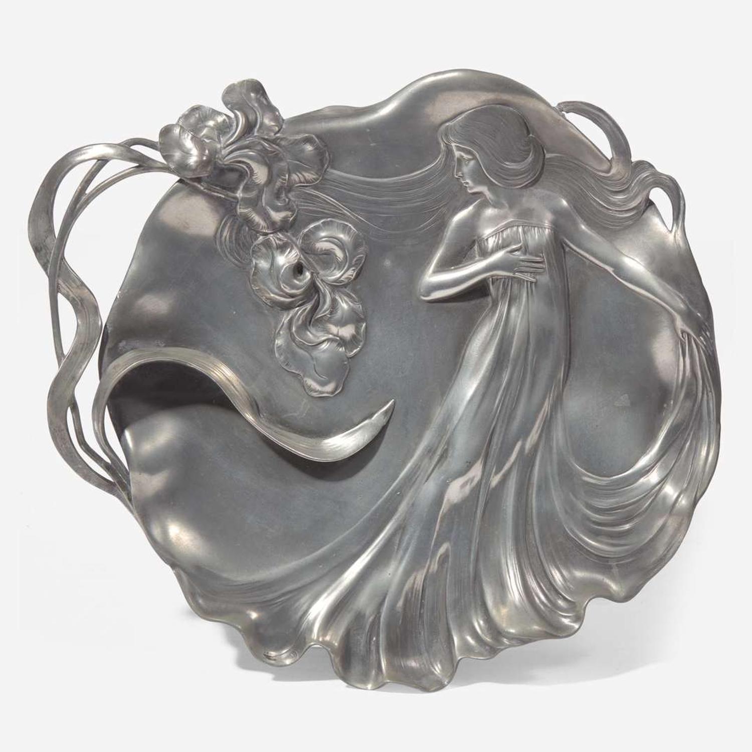 Archibald Knox for Liberty & Co., London Group of "Tudric" Pewter Metalware, England, circa 1900-1905