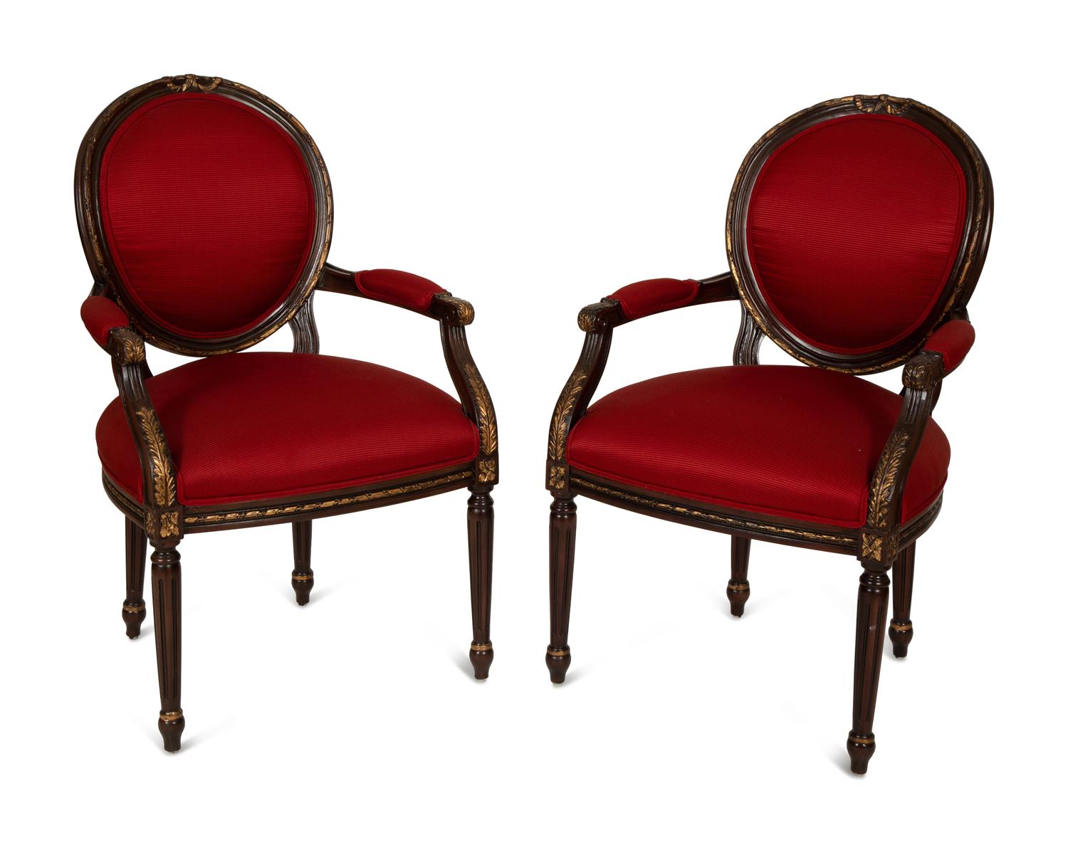 A Set of Eight Louis XVI Style Dining Chairs