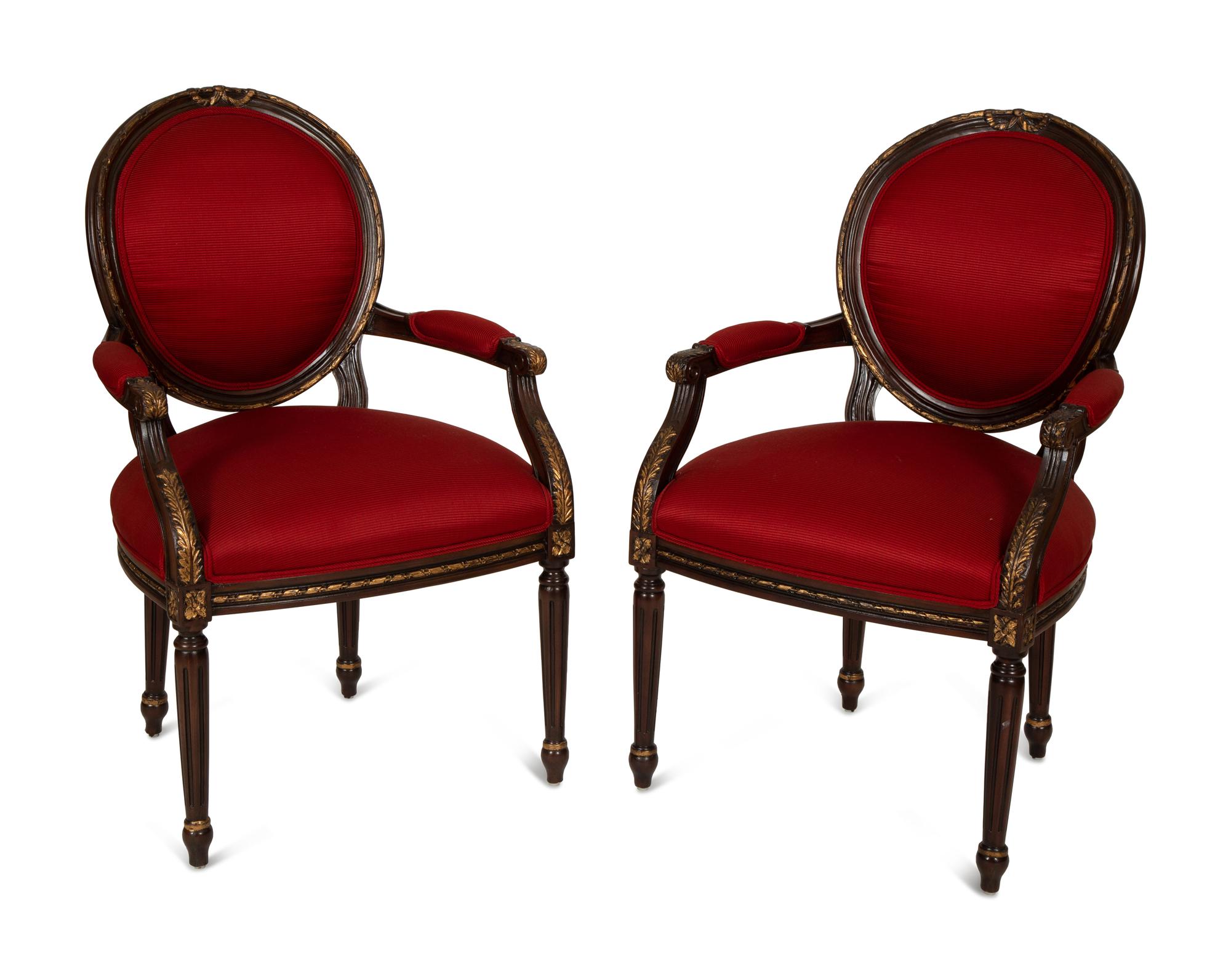 A Set of Eight Louis XVI Style Dining Chairs