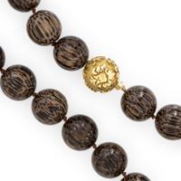 Wood, Diamond, and Yellow Gold Necklace
