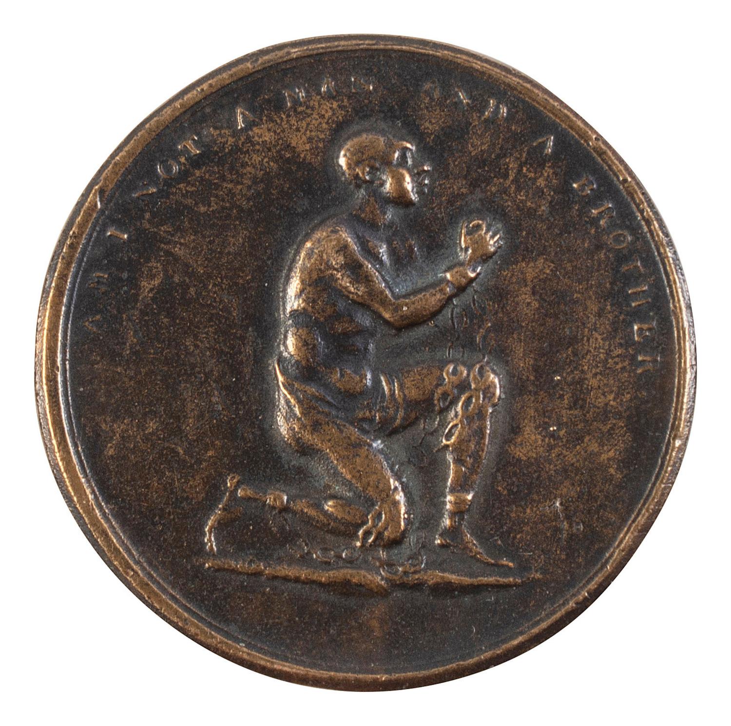 [ENSLAVEMENT & ABOLITION]. Anti-slavery "Am I Not a Man and a Brother?" token.