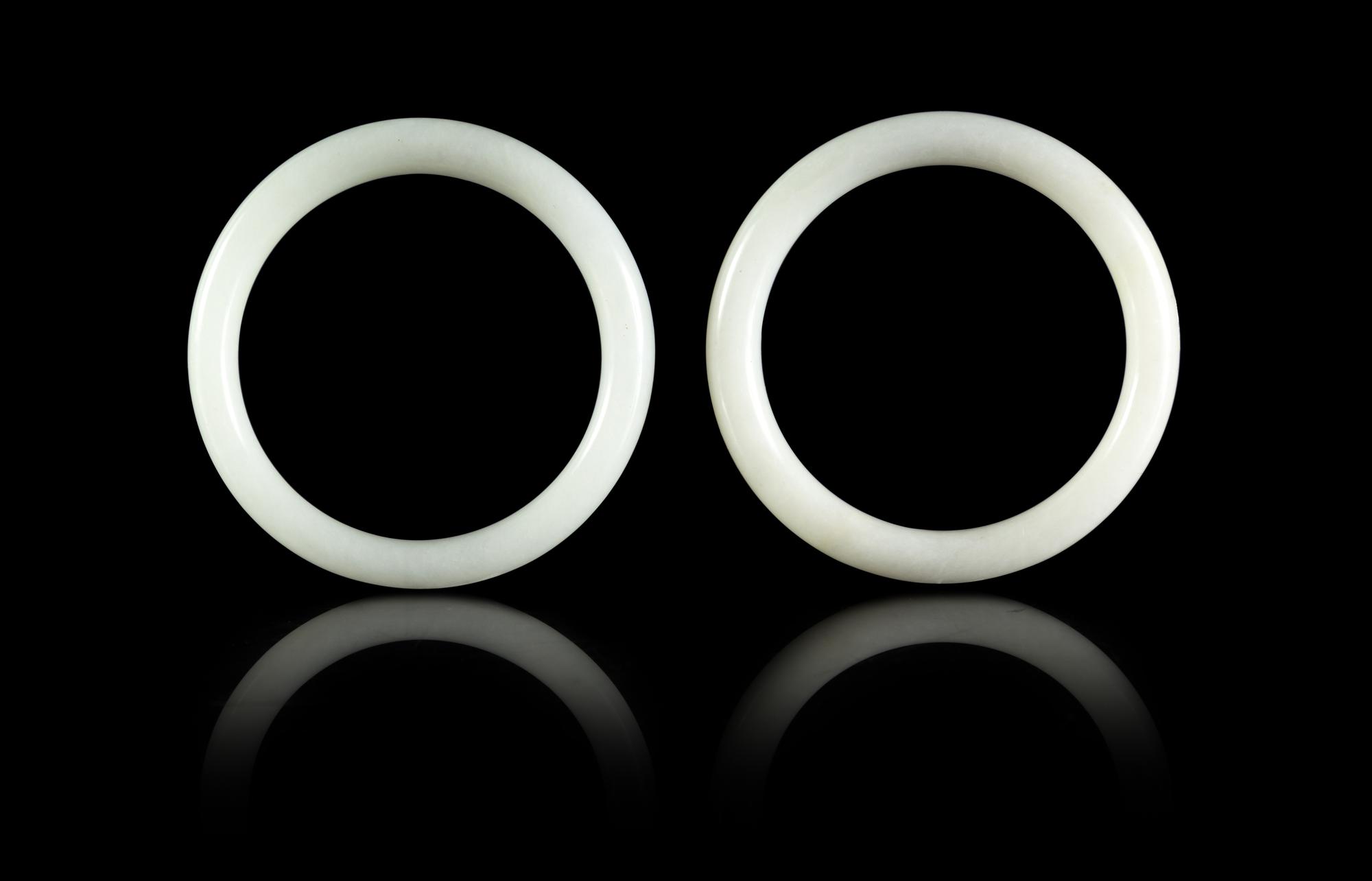 A Pair of Chinese White Hardstone Bangles