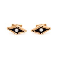 YELLOW GOLD AND CULTURED PEARL CUFFLINKS
