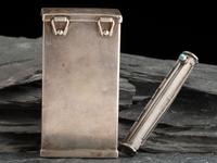 Custom Monogrammed Sterling Silver and Turquoise Cigarette Case and Holder