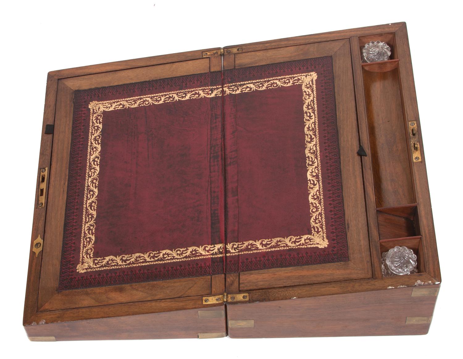 An English Brass Banded Lap Desk Width 15 5/8 inches. — 19TH CENTURY