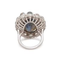 LABRADORITE, MOONSTONE AND COLORED DIAMOND RING