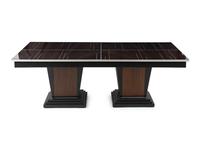 A Chrome-Inlaid Rosewood Two-Pedestal Dining Table