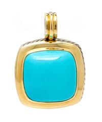A Sterling Silver, 18 Karat Yellow Gold and Turquoise 'Albion' Pendant, David Yurman, 12.70 dwts.