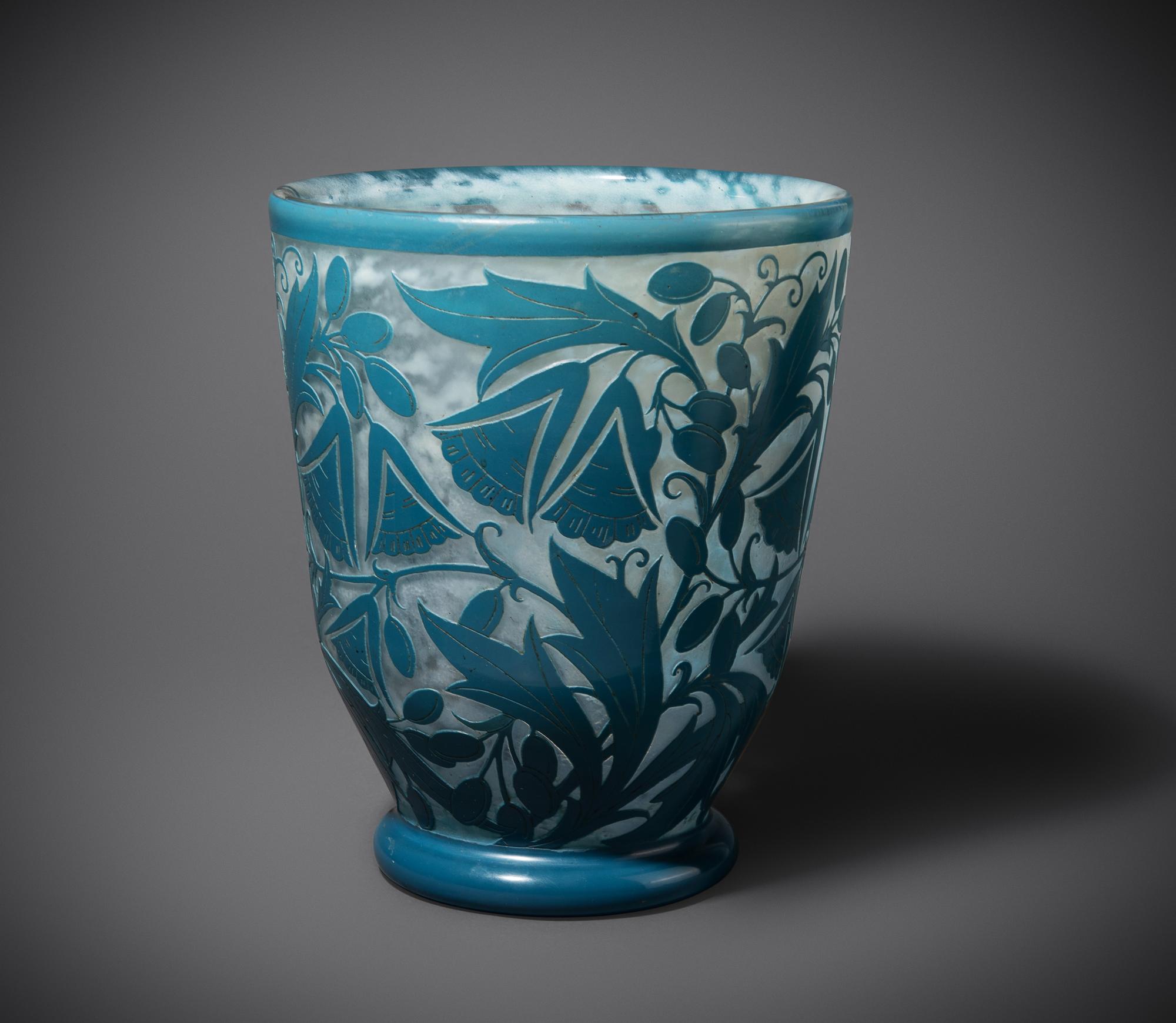 Blue cameo vase, c. 1900 Daum, France