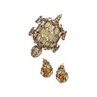 IRADJ MOINI, CITRINE TURTLE PIN AND CLIP EARRINGS
