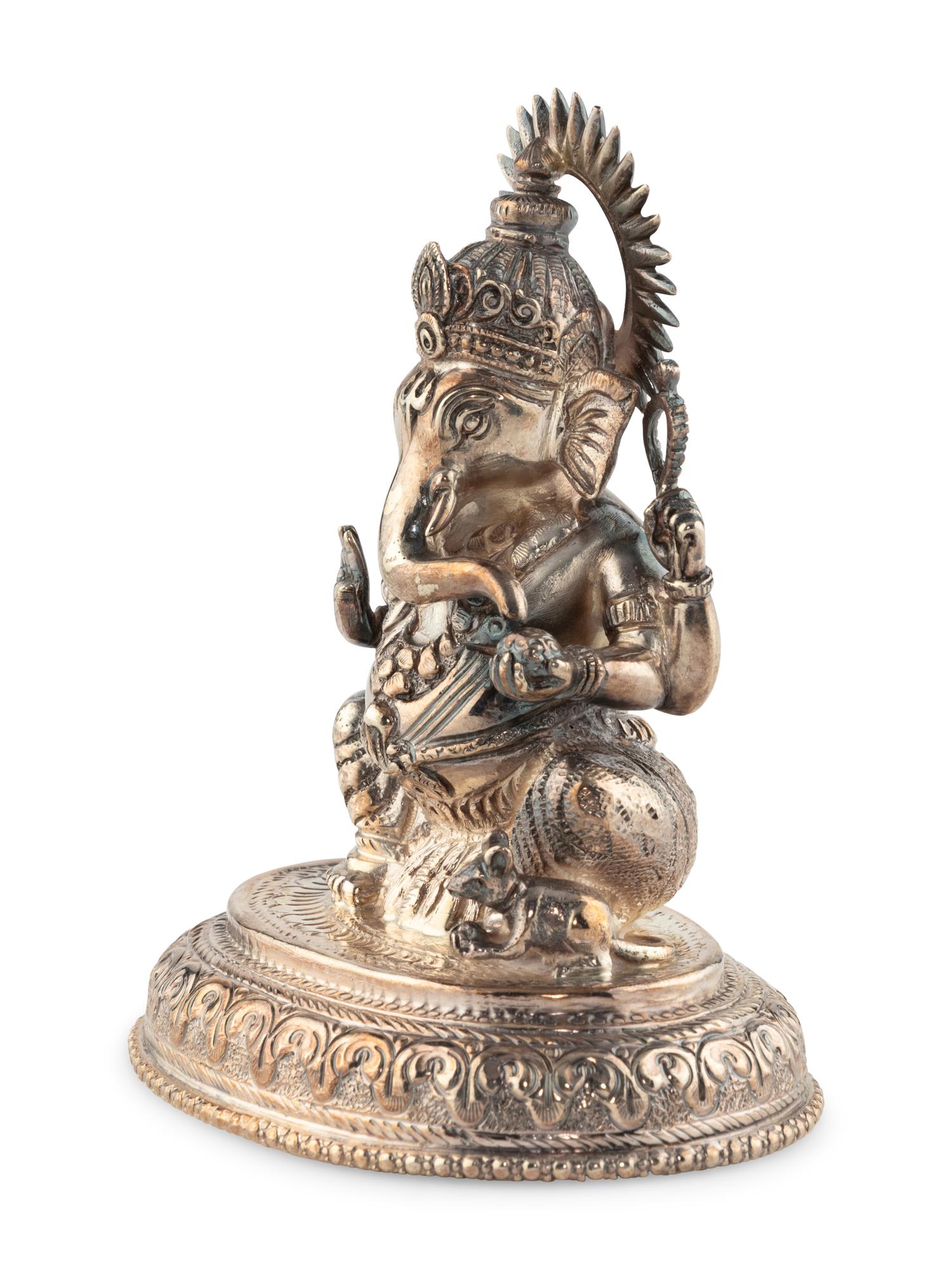 An East Indian or Nepalese Silver Ganesh