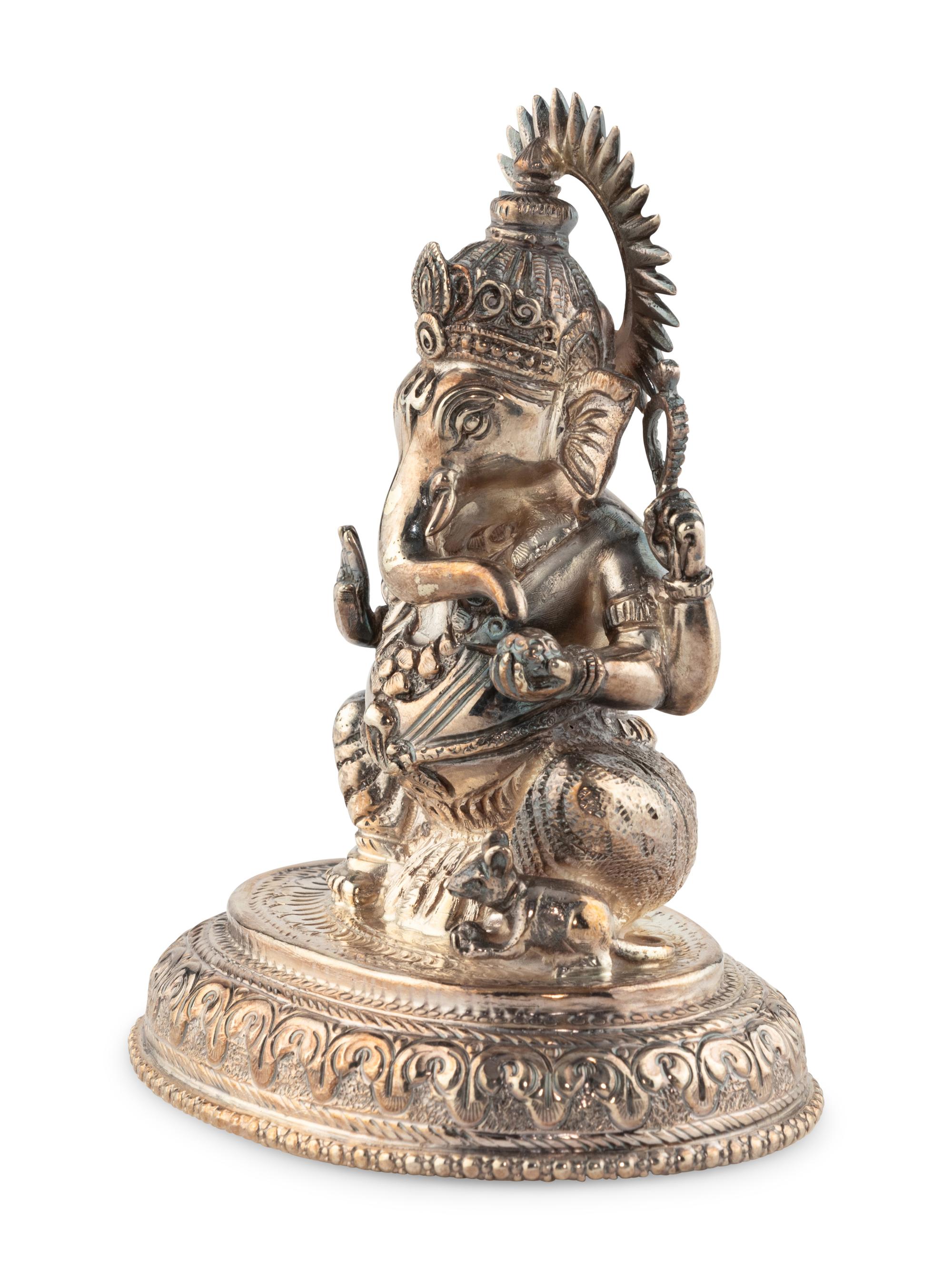 An East Indian or Nepalese Silver Ganesh