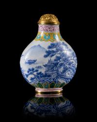 An Enamel on Copper Snuff Bottle Height 2 3/4 inches.