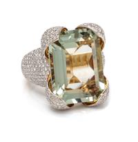 An 18 Karat Yellow Gold, Prasiolite and Diamond Ring, 11.65 dwts.
