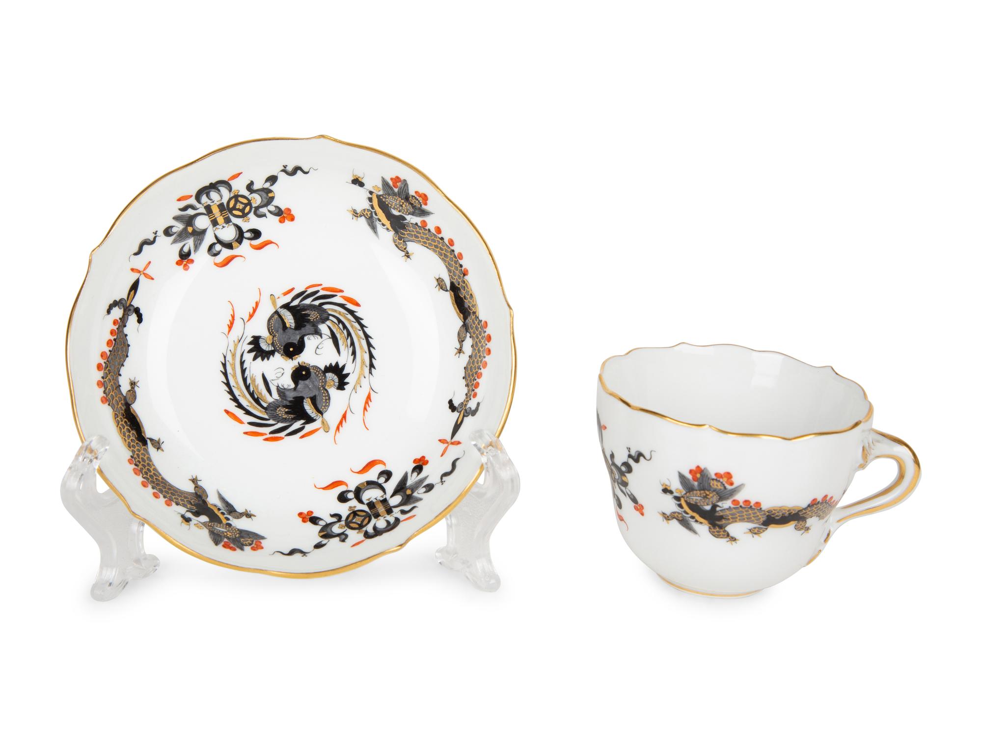 Eleven Meissen Porcelain Teacups and Saucers — PRIMARILY 20TH CENTURY