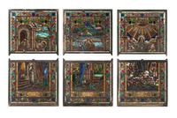 A Group of Eight Leaded Glass Windows