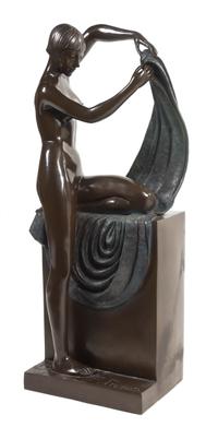 An Art Deco Style Bronze Figure, after Ferdinand Preiss, Height 50 inches.