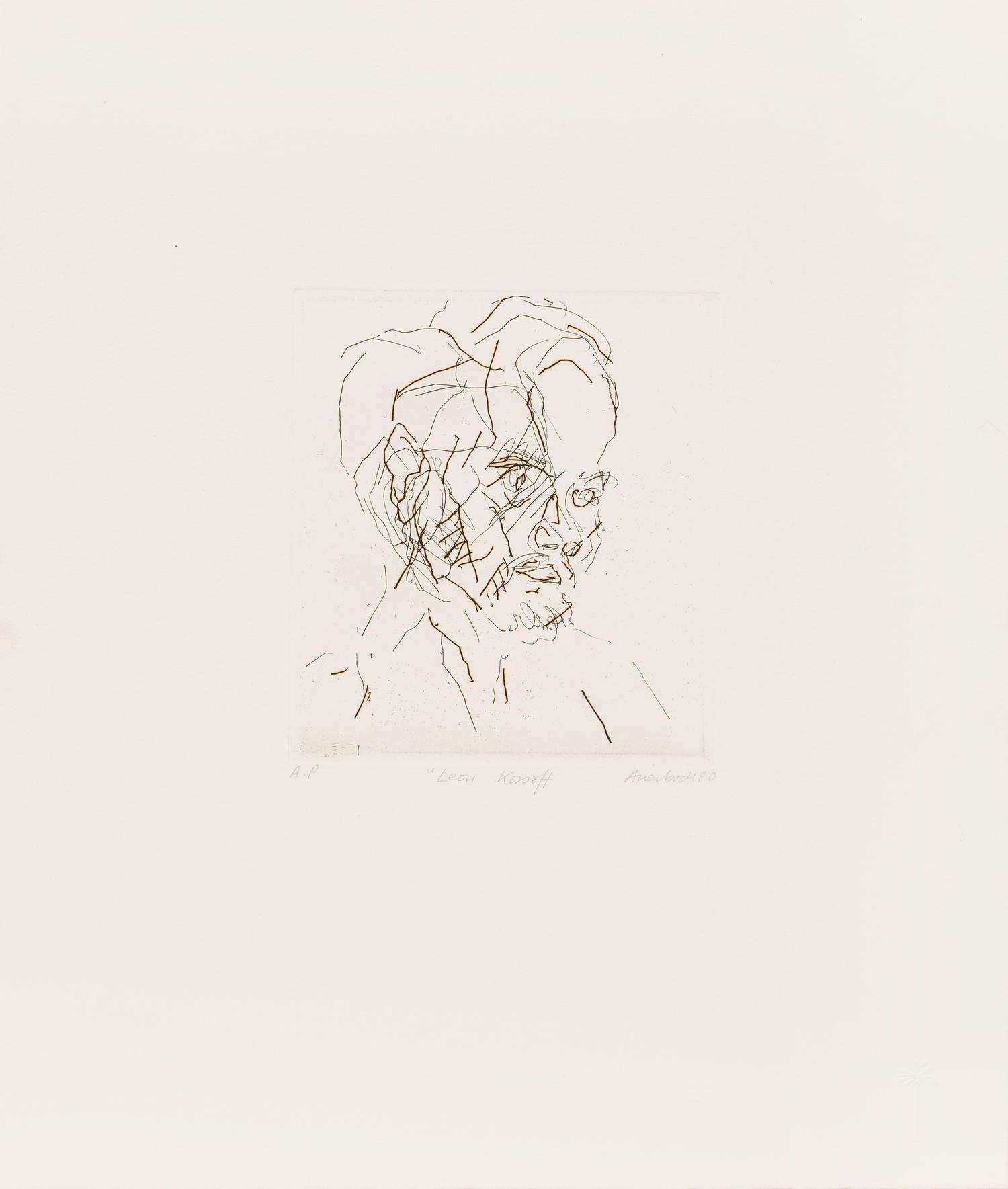 Frank Auerbach, (British, b. 1931), Leon Kossof (from Six Etchings of Heads), 1980