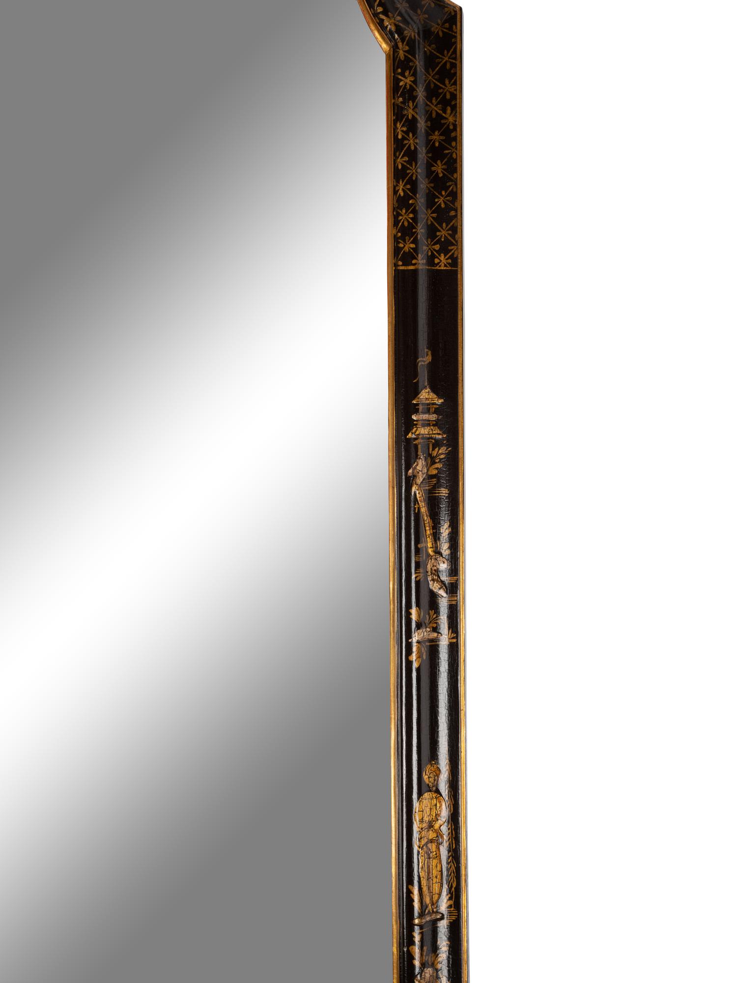 A Pair of Georgian Style Japanned Pier Mirrors