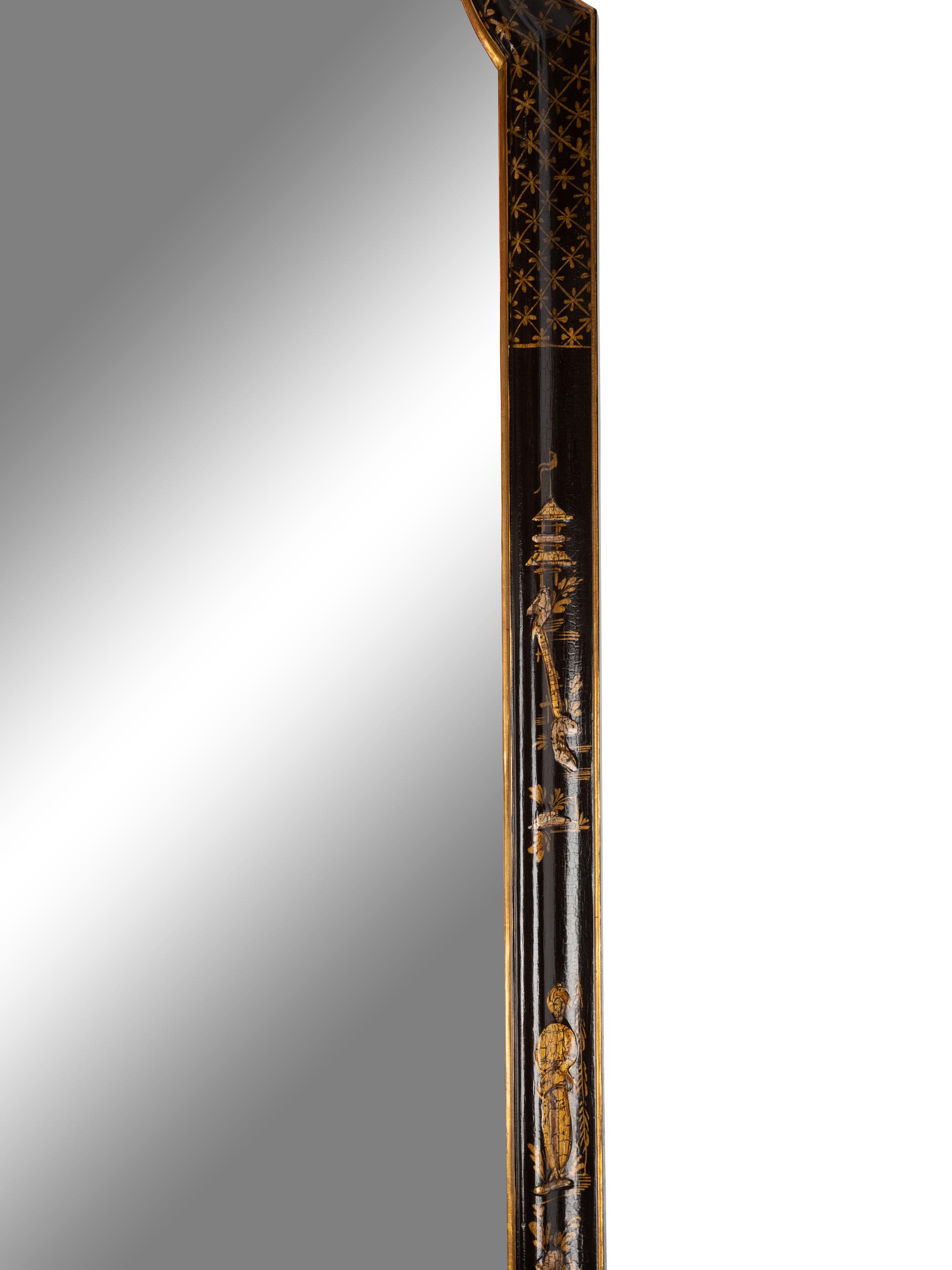A Pair of Georgian Style Japanned Pier Mirrors